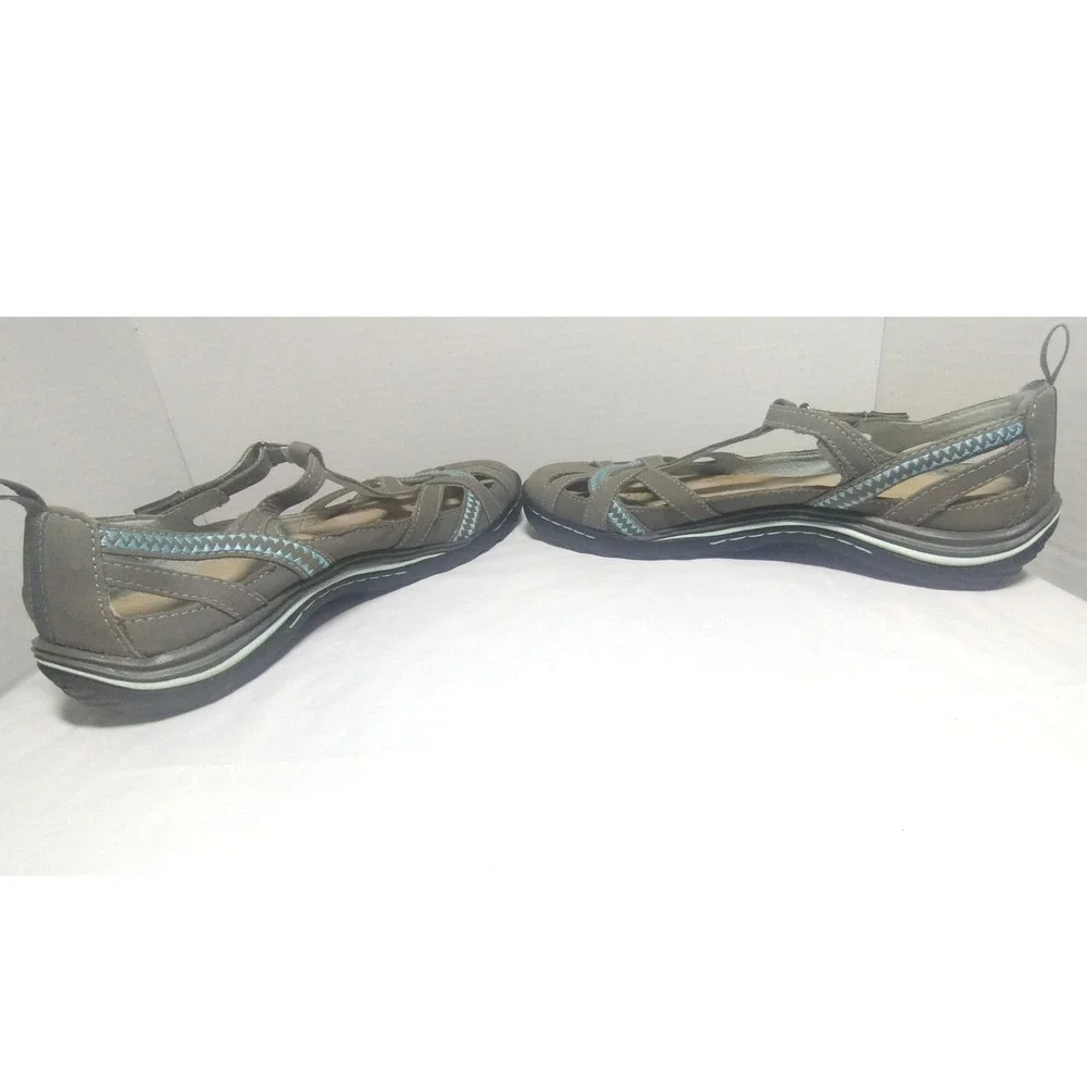 Jambu Charley Grey Blue Leather Mary Jane Flats Shoes WJ15CHY19 Womens 10M